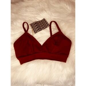 Groceries Apparel Organic Cotton Triangle Bralette XS Red Made in USA NWT